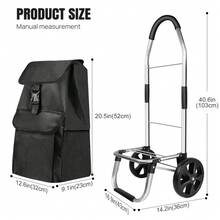 Vandise 40L Large Capacity Folding Shopping Cart With Oversize Wheels, Heavy Duty 50kg Waterproof Grocery Hauler - Portable Foldable Utility Wagon For Supermarket, Beach, Camping, Travel, Picnic, Storage & Outdoor Activities - 黑色 - 查看 9