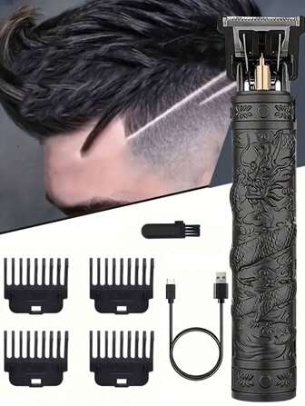 Portable Lithium 300mAh Battery Operated Hair Clipper, Electric Engraving Head Shaver For Bald Head, Random Delivery