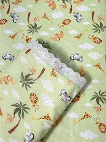 Laura Baby 2-Piece Sheet Set For American Standard Crib Or Mini Crib 100% Cotton - 綠色野生動物園 - 查看 4