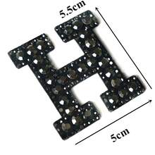 A-Z 1pc Black Letter Rhinestone Heat Transfer Patch DIY Shirt Jacket Name Rhinestone Applique Sew/Glue On Patch - Black - View 33