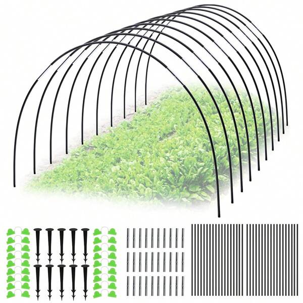 40CM Rust-Free Fiberglas Tunnelbogen für HochbeetBausatz, Pflanztunnel Bögen 36 PCS Folientunnel Bögen 6 Sets, DIY Gewächshausreifen Frühbeet Tunnel für Garten Zeile Abdeckung Pflanzen Obst Gemüse (Gartennetz nicht enthalten)