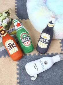 1 pieza Juguete masticable para perros con diseño de botella de cerveza y sonido de zumbido, juguete de peluche suave y duradero para masticar, artículo interactivo para perros - Multicolor - Ver 12