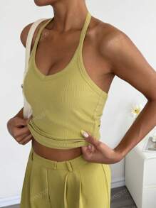 Spring/Summer Casual Sexy Versatile Ribbed Camisole Tank Top