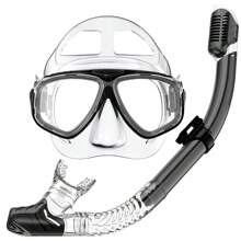 JoyMaySun Schnorchelmaske, Atemschlauch-Set, Dry Top, geringes Volumen, Silikonmaske, auslaufsicher und beschlagfrei, Schnorchelmaske, Schwimmbrille für Männer und Frauen