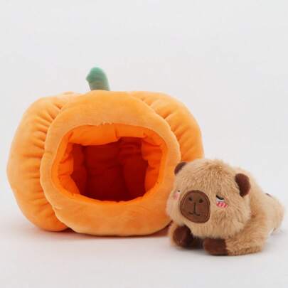 23cm Cute Pumpkin Capybara Plush Toy - 2-In-1 Reversible Stuffed Animal, Adorable Halloween Kawaii Capybara/Pumpkin Hybrid Plushie, Transformable Toy, Perfect Spooky-Cute Gift For Kids & Collectors