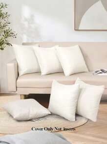 2 pièces/4 pièces/6 pièces Housses de coussin carrées vierges de type lin sans rembourrage, fermeture éclair cachée, housses de coussin décoratives DIY pour la chambre à coucher et le salon