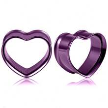 2 件热销不锈钢心形耳塞量规扩张器身体穿孔饰品女式耳环隧道拉伸器耳环