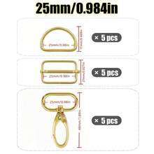 15pcs/Set 15-38mm Mixed Color Metal Belt Buckle Set, D-Ring Buckle, Rectangular Sliding Adjustment Buckle, Rotating Hook Buckle For DIY Pet Collars Handbags And Sewing Crafts - Multicolor - View 29