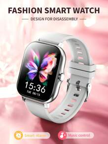 1pc Silicone Band Smart Watch With Wireless Calling, Step Tracker, Calorie Counter, Multi-Sport Modes, Remote Camera, Music Control, Alarm, Notification, 1.83" Full Touch Screen Compatible With Smartphones, Upgraded Version Suitable As A Gift