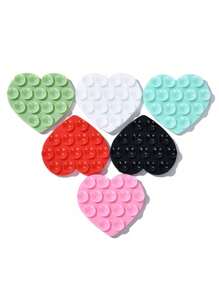 1 pieza Ventosa multifuncional de silicona en forma de corazón sin necesidad de taladrar, compatible con iPhone y teléfonos Android, regalo de cumpleaños, familiar y amigos, soporte y accesorios para teléfono