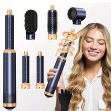 UKLISS UKLISS 5-In-1 Hair Styler Hot Air Brush - Multifunctional Electric Hair Straightener & Curler With 3 Heat Settings, 3 Brush Heads, 3 Brush Heads For Wet/Dry Hair, 1.5-2.5m Cord, European Plug, No Battery Needed, Hair Straightener For Curly Hair