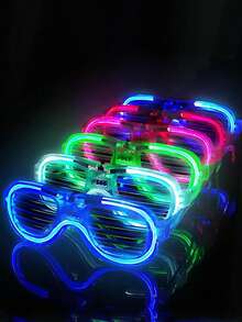 24副LED闪光眼镜（圆形15.5厘米/6英寸，方形15厘米/5.91英寸），3种灯光模式，发光眼镜玩具，适合成人，是生日、复活节派对、夜店和其他节日活动的完美之选（颜色随机） - 彩色 - 查看 6