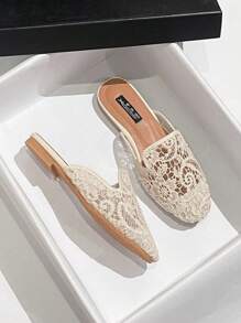 Mengshangli PU Leather Hollow-Out Casual Flat Beach Slides For Women, Versatile Bohemian Style, Suitable For Beach, Holiday, Outdoor Wear, Spring Summer Autumn