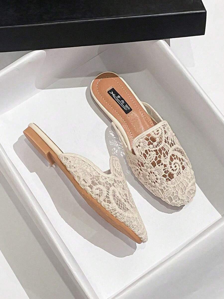 Mengshangli PU Leather Hollow-Out Casual Flat Beach Slides For Women, Versatile Bohemian Style, Suitable For Beach, Holiday, Outdoor Wear, Spring Summer Autumn
