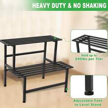 Metal Plant Stand Outdoor Plant Shelf Indoor,2 Tier Heavy Duty Ladder Plant Stands For Multiple Plants,26" L X 20.25" H X 17.75" W,Black - 黑色 - 查看 5