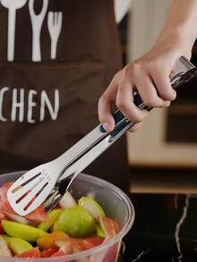 1pc Stainless Steel Kitchen Cooking Tongs, Stainless Steel Food Tongs, Bread Serving Tongs, Anti Scalding Silica Gel, Dishwasher Friendly - Small, Medium, Large - Multicolor - View 9