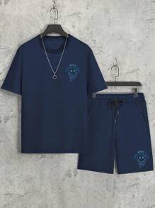 Men's New Sports Casual T-Shirt And Drawstring Waist Shorts Set - Lightweight & Comfortable, "Cool Dad Club" Graphic Print, Suitable For Outings, Friends, Outdoor Travel. Men's Sports Set For Daily Casual T-Shirt & Shorts, Sports & Gym Workout T-Shirt Outfit, T-Shirt And Shorts Set, Men's Sports Suit, Lightweight Sports T-Shirt & Shorts Set, Comfortable Sports Hiking Fishing Versatile Short Sleeve T-Shirt & Shorts Set