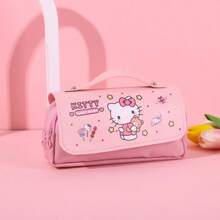 Sanrio 1pc Sanrio Pencil Case, Large Capacity Hello Kitty Stationery Bag, Multifunctional, Dual-Zipper, Handheld Pen Pouch, Stress Relief Pencil Case, Stationery Box Cosmetic Bag, Large Capacity Storage Bag, Student Pencil Case, School & Daily Use, Back To School Gift, Award