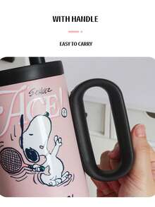 SNOOPY 1 件 750 毫升真空保温水瓶，大容量户外车载杯，便携式酷炫不锈钢吸管杯 - 查看 8