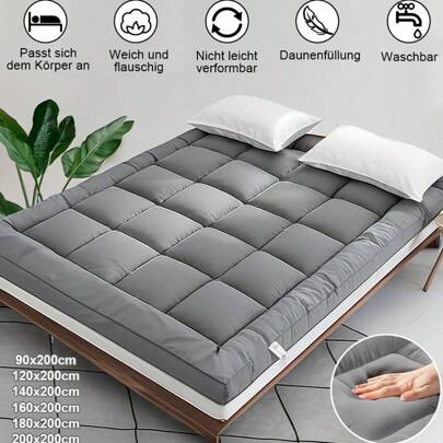 Graue Matratzenauflage, extra weiche Füllung, atmungsaktive Matratze
