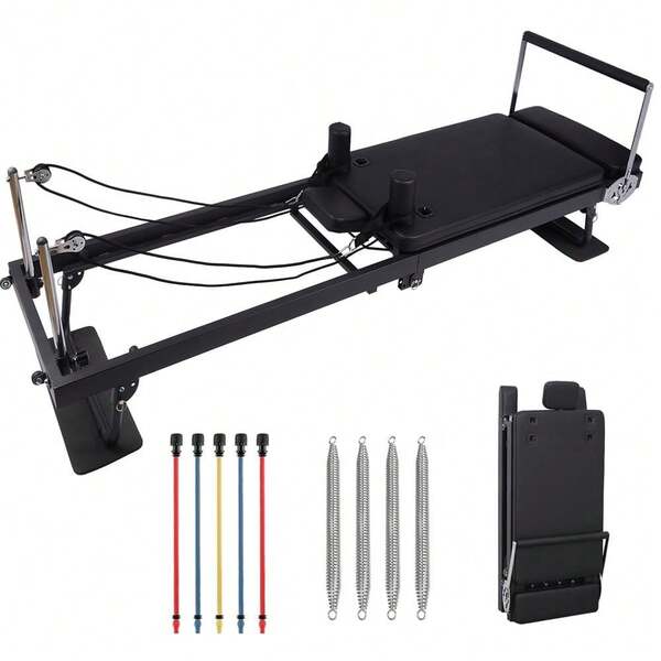 Pilates Reformer Machine 75"/91" ,Pilates Equipment With Springs For Full Body,Pilates Reformer Bed W/Dual Resistance Springs & Elastic Resistance Bands
