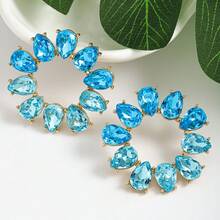 1 Pair Women's Fashionable Colorful Gradient Glass Flower Earrings With High-End Charm, Suitable For Summer Vacation, Party, Wedding