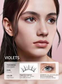 Mlen Diary 磁性睫毛套装，11.5-12.5 毫米可重复使用假睫毛，无需眼线，升级版 3D 双磁性睫毛，便携式无胶睫毛簇，适合轻盈自然妆容（紫罗兰色）条状睫毛、睫毛、睫毛、假睫毛