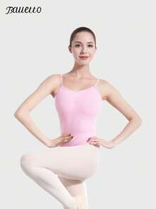 balletto 成人芭蕾舞紧身衣 - 蕾丝带高开叉吊带背心，修身体操训练紧身衣 - 粉色 - 查看 5