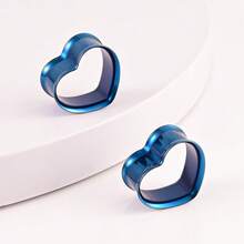 2 件热销不锈钢心形耳塞量规扩张器身体穿孔饰品女式耳环隧道拉伸器耳环