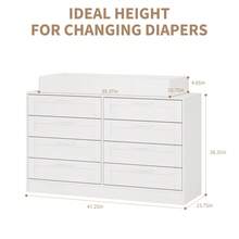 CuisinSmart Changing Table Dresser, Baby Nursery Dresser With 8 Drawers, Multi-Functional Baby Changing Table, Diaper Changing Station For Children's Room - trắng - Xem 2