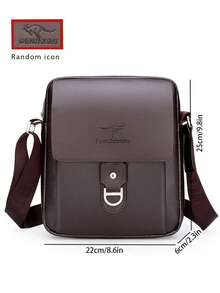 男士商务休闲单肩斜挎包PU大容量便携商务旅行小方包多款斜跨背包高端休闲挂包，男士专业亮面皮革斜挎包，适合商务旅行 - 彩色 - 查看 10