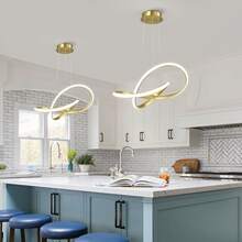 YQYYFC Modern LED Pendant Light With Irregular Ring Lights 6000K Gold LED Adjustable Chandelier Contemporary Ceiling Light Fixture For Kitchen Dining Room Bedroom Kitchen Island - 金子 - 查看 2