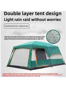 Carpa portátil para campamento de 2 habitaciones y 1 sala, equipo de campamento al aire libre plegable para parque, picnic, campamento, con protección UV, ventilación y toldo de gran sombra, carpa de campamento, carpa de playa, esencial para senderismo y viajes
