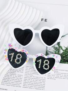 Perle Herz-förmige Geburtstagsgläser für Damen - 18., 21., 30., 40., 50. Geburtstag, Hochzeitsgeschenk Accessoire, Party Dekoration, Foto Accessoire, Mode Brille