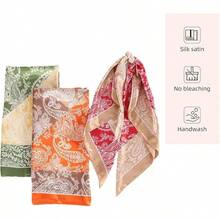 35 Inches Silk Head Scarf-Satin Hair Scarves Silk Bandana Scarf Headscarf For Women's Fashion Scarveshalloween - 橘子皮腰果 - 查看 11