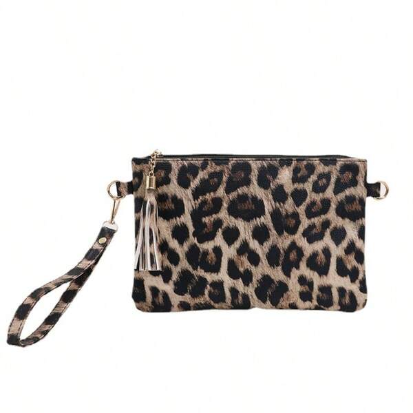 New Vintage Style PU Envelope Clutch Bag, Retro Leopard & Cow Print Handbag, Fashion Personalized Crossbody Bag, Suitable For Commuting, Going Out, Shopping In Autumn