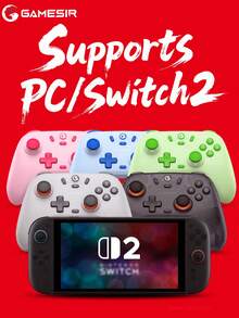 GameSir PC游戏手柄，兼容2个手柄，Nova Lite摇杆，兼容Switch、Steam、Deck、安卓、iOS设备和Windows系统，霍尔效应摇杆，配备原装手柄保护套，高性价比，模拟扳机键，双震动马达，支持连发，游戏主机配件，600mAh锂电池，支持无线（2.4G）或有线连接，蓝色