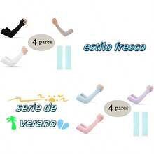 TRUMOVE 1 par de mangas solares de seda de hielo, protección UV, adecuadas para ciclismo y motocicletas, protección solar - Multicolor - Ver 4