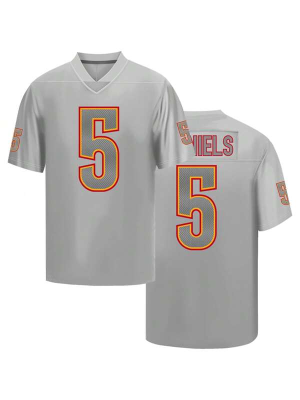Men's Football Jersey 5 Grey Embroidered Sports T-Shirt Casual Training Competition Short Sleeved Top