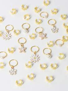 31pcs Floral Decor Hair Clips, Braided Hair Bead Hair Ties, Hair Accessories, Bracelet Bangles, Jewelry For Party Music Festival, Summer Accessories, Travel, Claw Clips, Hair Slide, Hair Claws