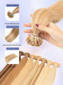 50 Pcs U Tip Hair Extensions Real Human Hair Extensions Natural Look Keratin Straight Basic Style Invisible Nail Tip Hair Extensions For Women