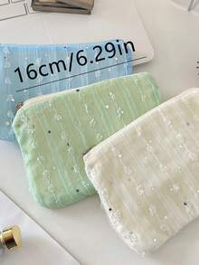 Ví tiền xu họa tiết hoa voan sequin Phụ kiện nhỏ Túi đựng chìa khóa Túi đựng đồ di động cho nữ Ví Ví mini Ví tiền xu Ví đeo tay Ví du lịch - Nhiều màu - Xem 4
