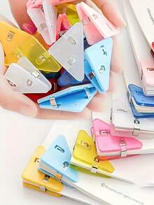 10pcs Multi-Functional Office Triangular Book Holder - Anti-Roll Plastic Office Stationery Book Holder, Test Paper Anti-Roll Acrylic Pp Holder, Storage Materials, Receipts, File Folders, And Organizer - Multicolor - View 10