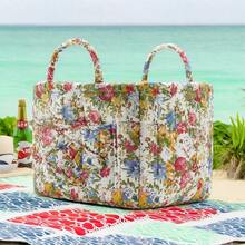 26*26*31cm Multi Colored Polyester Home Fabric Storage Basket Large Capacity Storage Basket With Outer Pocket And Floral Design - Hoa 2255 - Xem 3