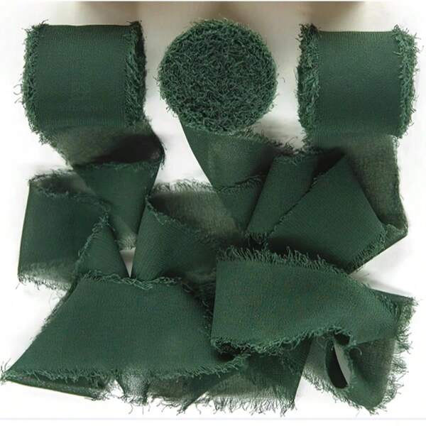 1/3 Roll Diy Handmade Tassel Fabric Gift Packaging Chiffon Ribbon,1.5" X 21 Yd Frayed Edges Ribbons Ribbon Suitable For Wedding Invitation, Bridal Bouquet, Gift Packaging, Diy Crafts, Bow Making, Party Decorations