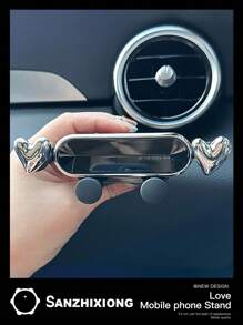 Nuevo soporte para teléfono de coche con forma de corazón, montaje de rejilla de ventilación actualizado en color plateado, fácil de instalar, desmontable y lavable, resistente y , apto para cualquier rejilla de ventilación del coche