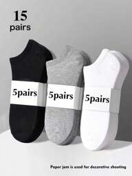 18 Pairs Unisex Socks, Sports Socks, White/Black/Gray Ankle Socks, No-Show Socks, Solid Color Simple & Fashion, Suitable For Daily Casual Wear 2pcs/6pcs/12pcs/18pcs/24pcs/30pcs/36pcs/40pcs