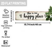 2D Flat, 1pc Vintage "This Is Our Happy Place" Metal Wall Decor - Distressed Farmhouse Style With Heart Accent, 9.98x39.98cm, Easy To Hang Indoor Decoration For Living Room, Bedroom, Kitchen, 2D Flat