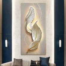 1 peça de pintura em tela moderna com penas abstratas, pôsteres com estampas abstratas de penas, decoração elegante para casa, adequada para sala de estar, quarto, hall de entrada, escritório. Artes de parede em estilo moderno, sem moldura.