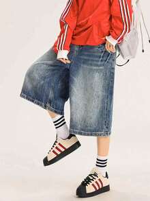 Womens Jorts Jean Baggy Shorts Casual 2025 Summer Wide Leg Long Denim Shorts Y2K Streetwear